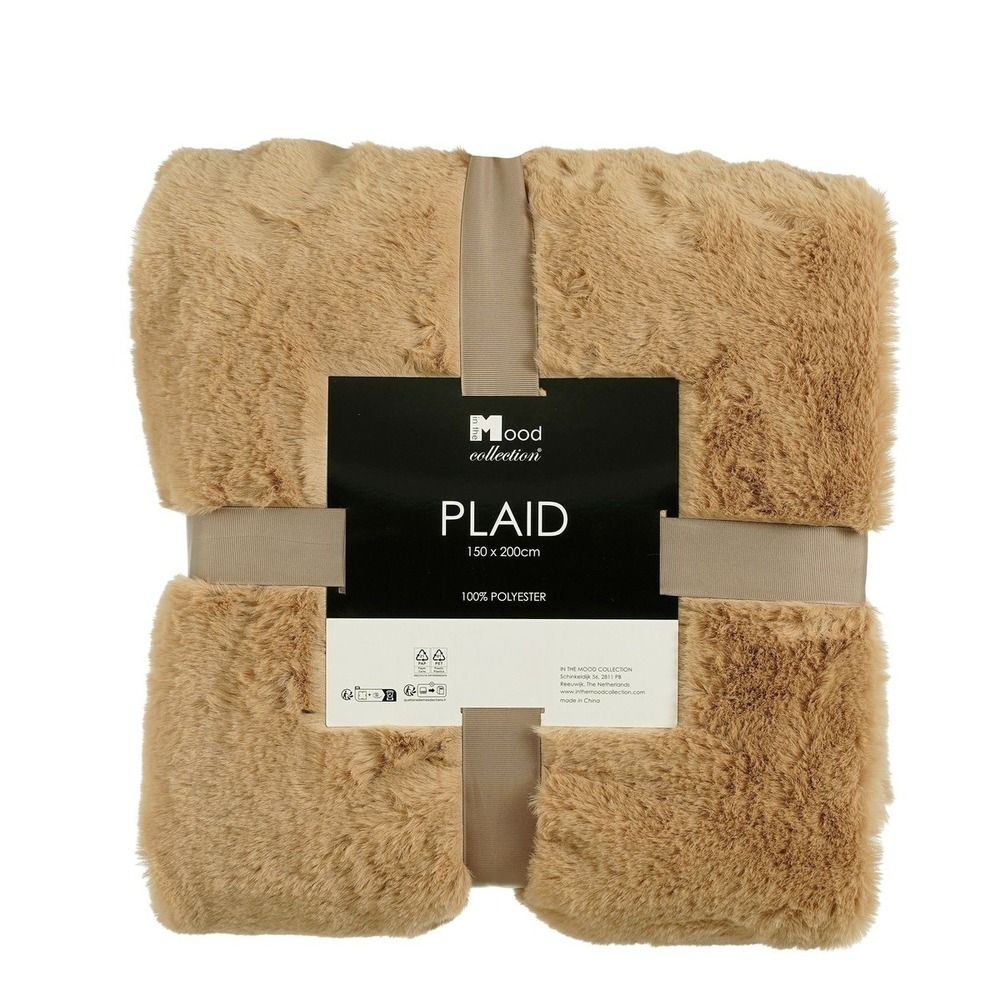 In the mood collection bronte plaid polaire - l200 x l150 cm - marron clair