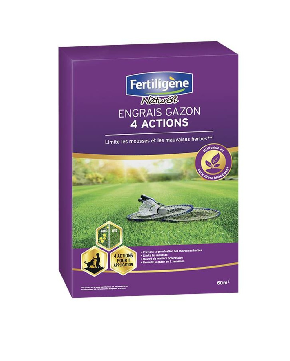 Engrais gazon 4 actions 2 450kg/60 m2