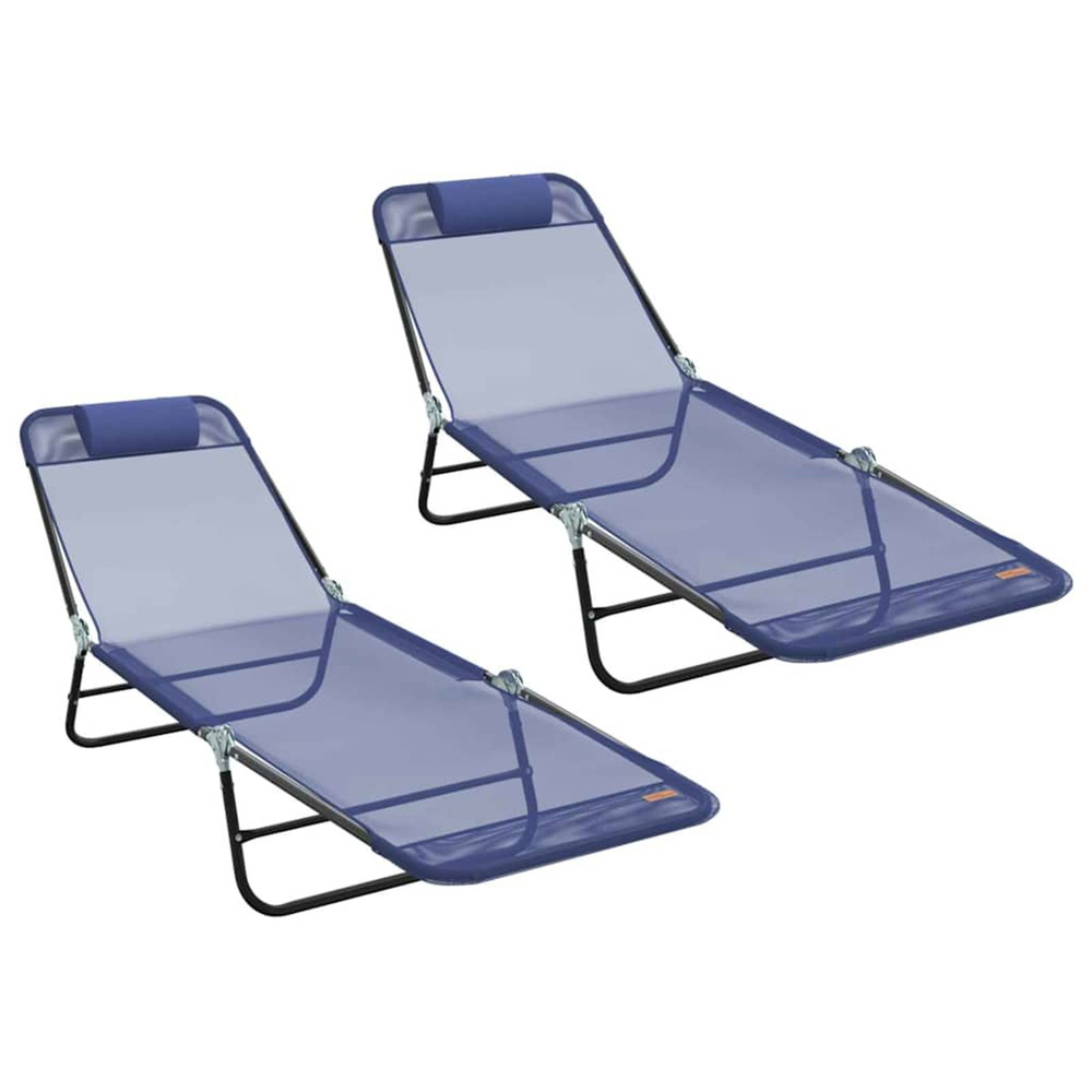 Chaise longue pliante 2 pcs bleu marine 182 x 55 x 85,5 cm bain de soleil
