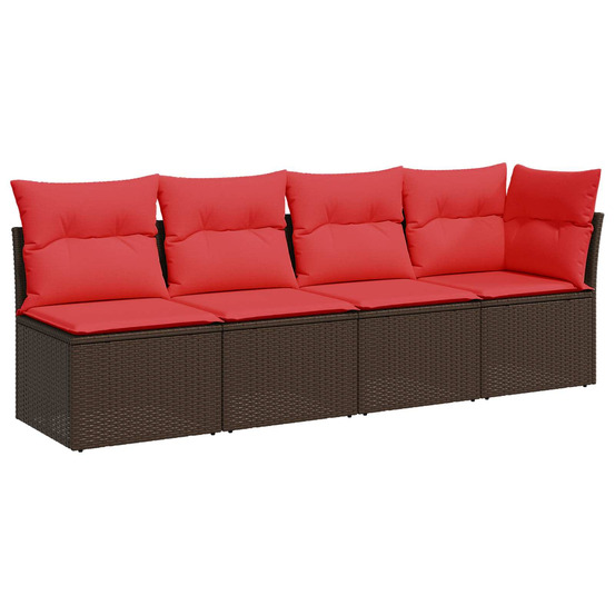 Canapé de jardin avec coussin marron 227 x 62 x 69cm polyrotin