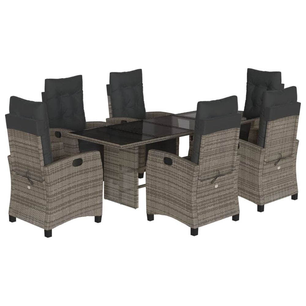 Ensemble à manger de jardin et coussins 7 pcs gris rotin