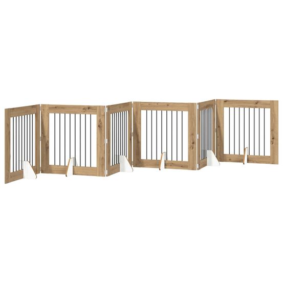 Porte de chien pliable avec supports 6 pc chêne artisanal