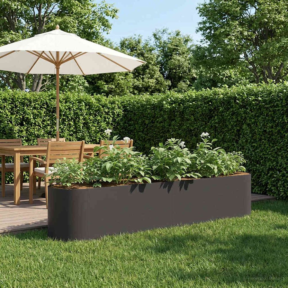 Jardin surélevé acier potager urbain culture plantes herbes 200x40x40cm noir