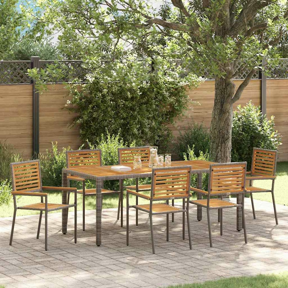Ensemble de salle à manger pour jardin 7 pcs gris et marron