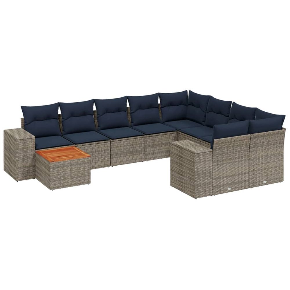 Ensemble de canapé de jardin 10 pcs avec coussins gris