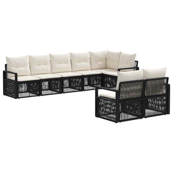 Ensemble de canapé de jardin 8 pc noir polyrotin