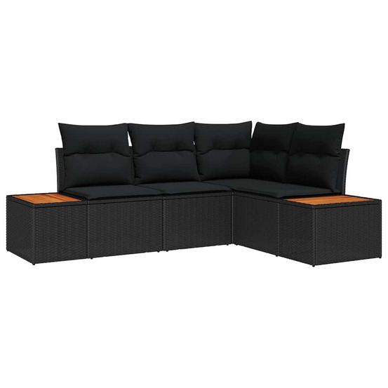 Ensemble de canapé de jardin avec coussin 5 pcs noir poly rotin