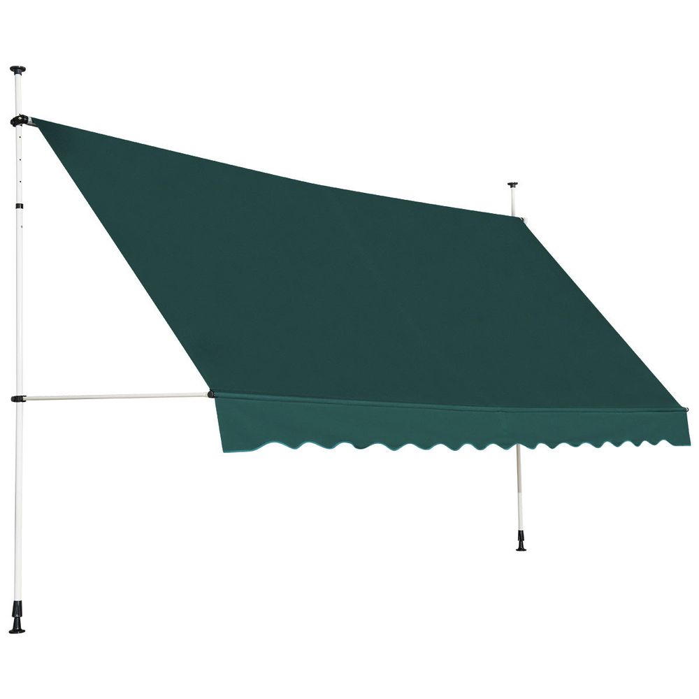 Auvent rétractable 400 x 200-300 cm en aluminium avec manivelle et isolation thermique style moderne en tissu oxford vert 20_