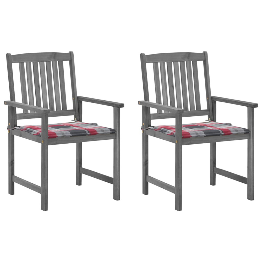 Chaises de jardin et coussins lot de 2 gris bois acacia massif