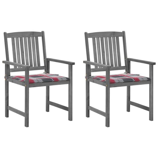 Chaises de jardin et coussins lot de 2 gris bois acacia massif