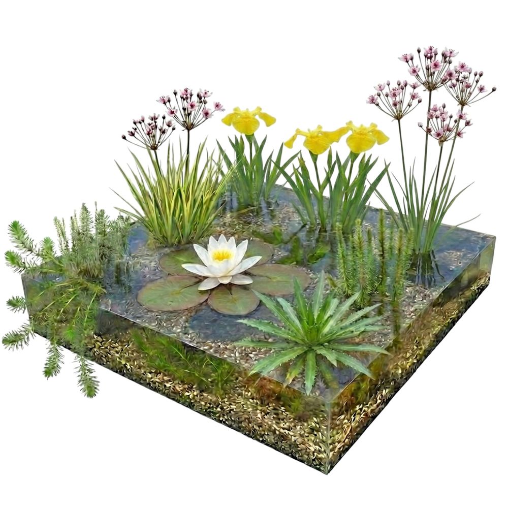 Vijverpakket inheems 500-1250l - witte waterlelie & zuurstofplanten compleet