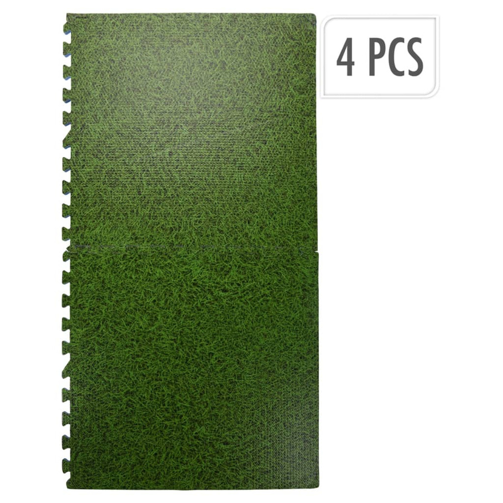 Set de tapis de sol impression de l'herbe 4 pcs vert