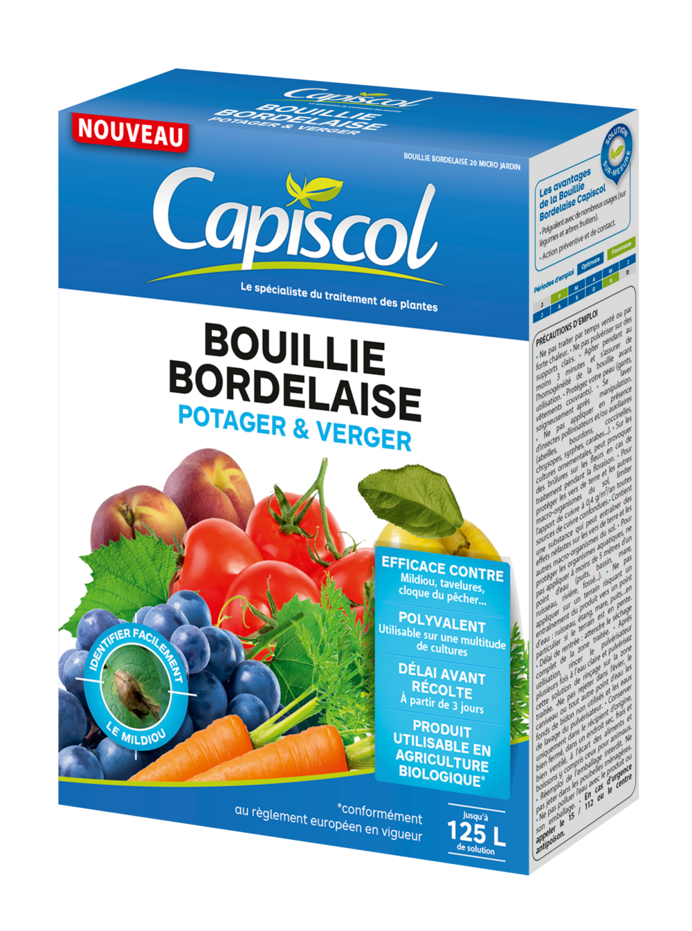 Capiscol bouillie bordelaise - 500g - 125l de solution - granulés a dissoudre - coloration bleue