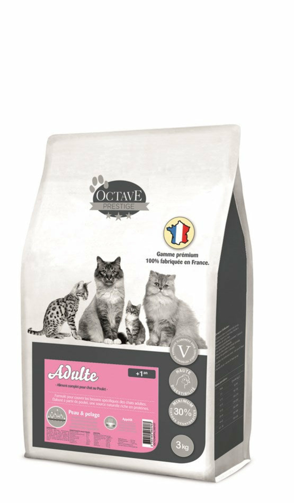 Octave prestige - croquettes au poulet pour chat 3kg