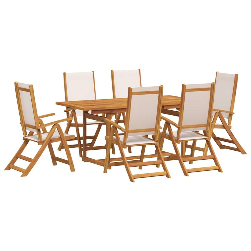 Ensemble à manger de jardin 7pcs bois d'acacia solide textilène