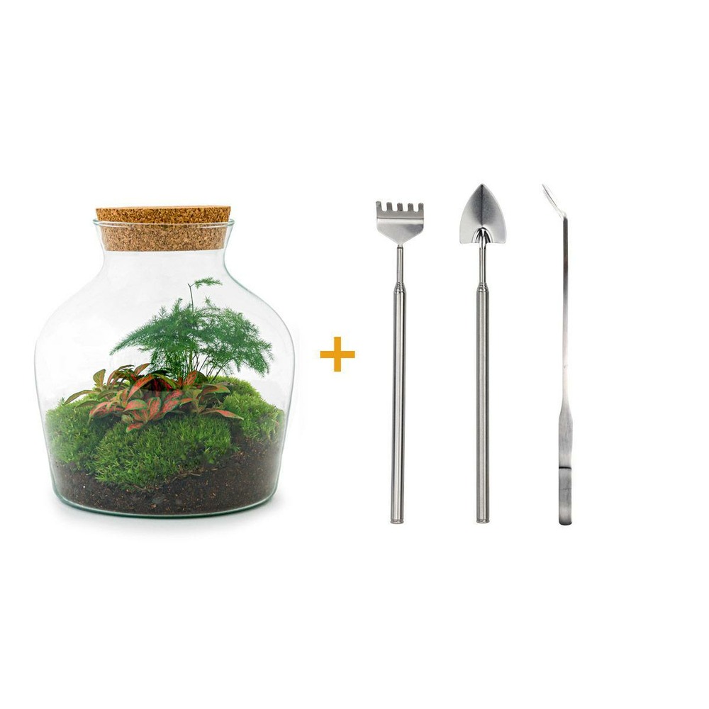 Diy terrarium - little joe - rake + shovel + tweezer - h21.5 cm