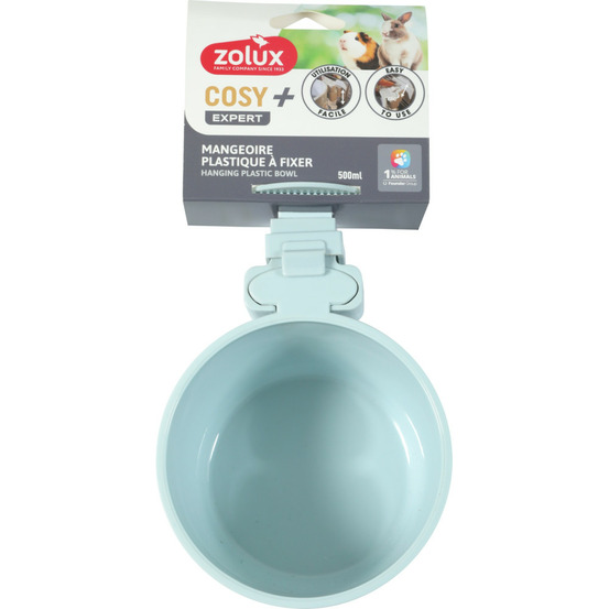 Mangeoire plastique bleu cosy 500 ml pour petits mammifères