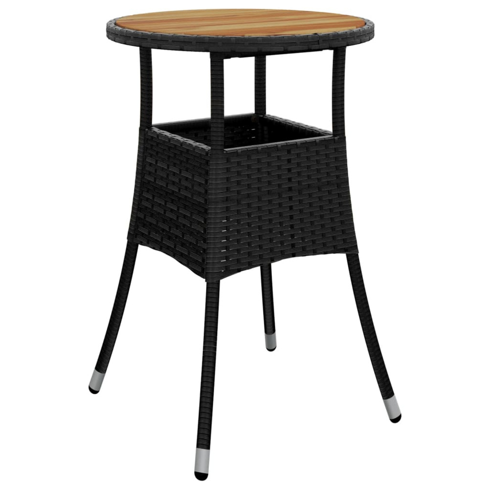 Table de jardin ø60x75 cm acacia et résine tressée noir