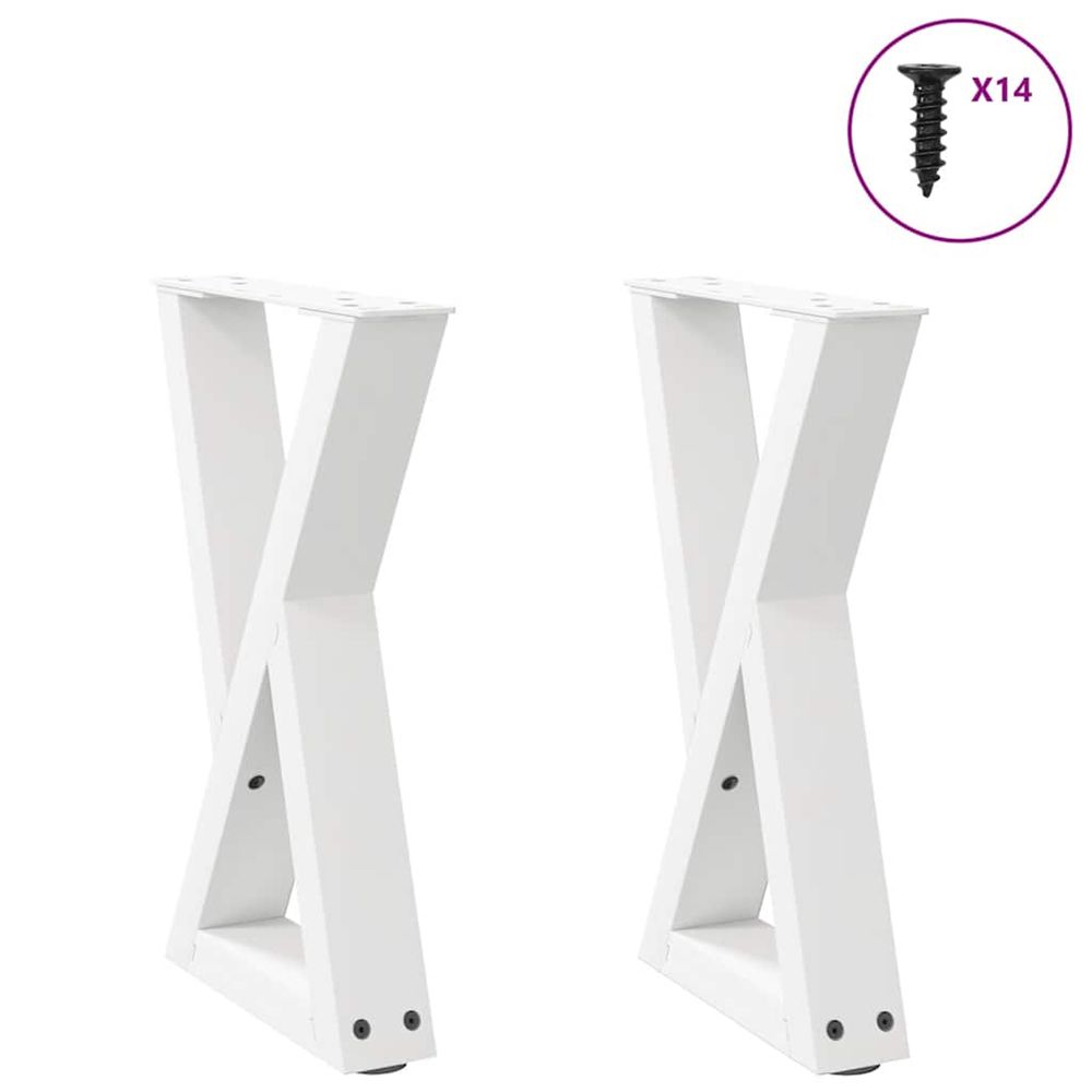 Pieds de table basse 2 pièces blanc 38 x (42-43,3) cm acier