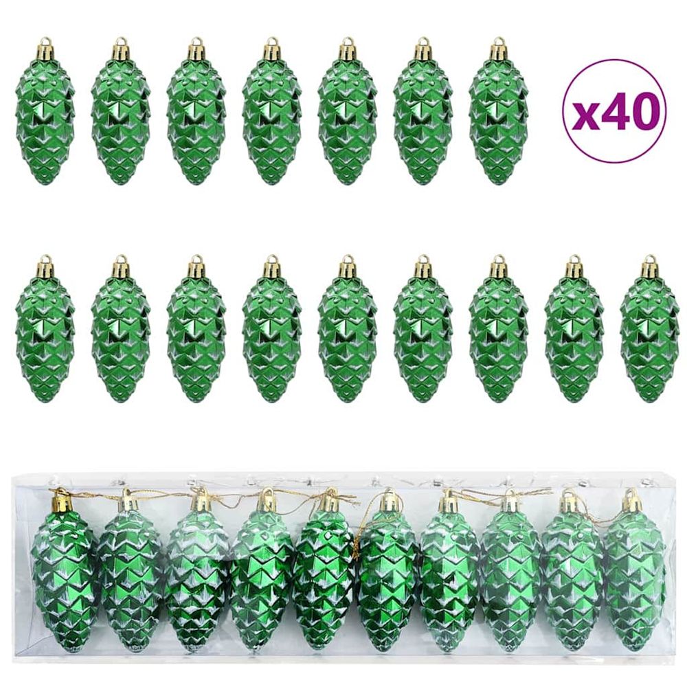 Boule de pomme de pin de noël 40 pc vert 4 x 9 cm plastique