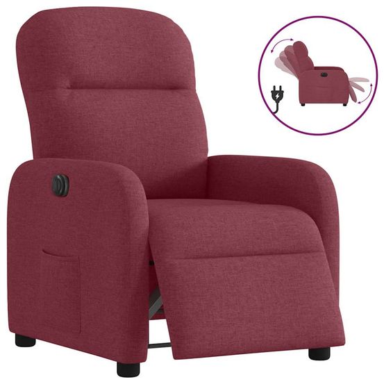 Fauteuil inclinable électrique rouge bordeaux tissu