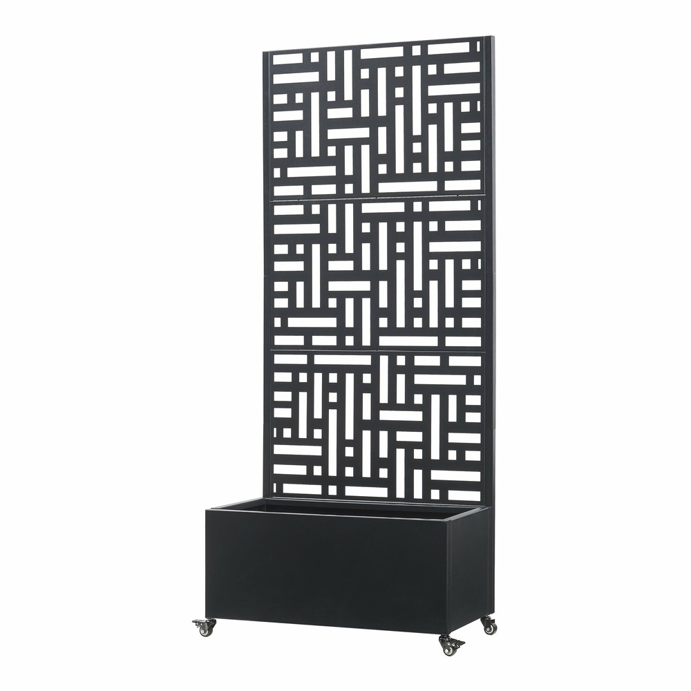 Jardinière bac à plante fleur brise-vue acier galvanisé 190 x 82 x 38 cm noir