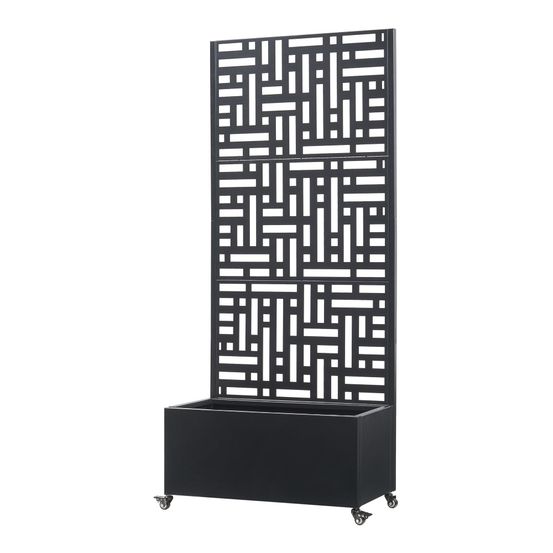 Jardinière bac à plante fleur brise-vue acier galvanisé 190 x 82 x 38 cm noir