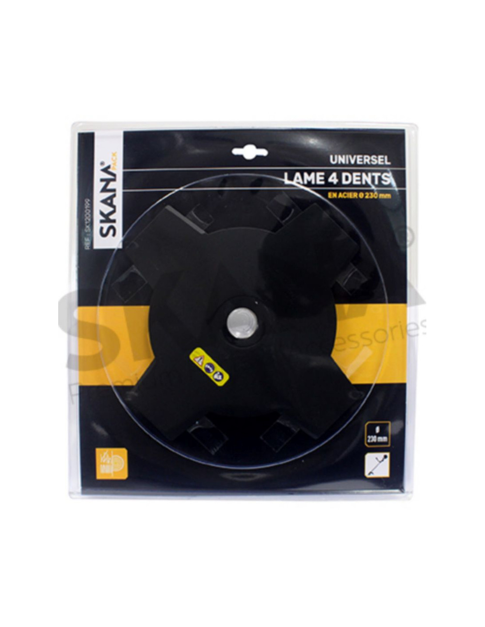 Lame en acier 4 dents ø : 230 mm alésage : 25,4 mm epaisseur : 1,5 mm pour débroussailleuses à partir de 30 cc.