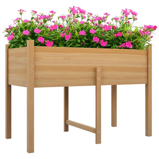 Potager surélevé en bois de sapin 115x55x80 cm naturel balcon terrasse culture facile