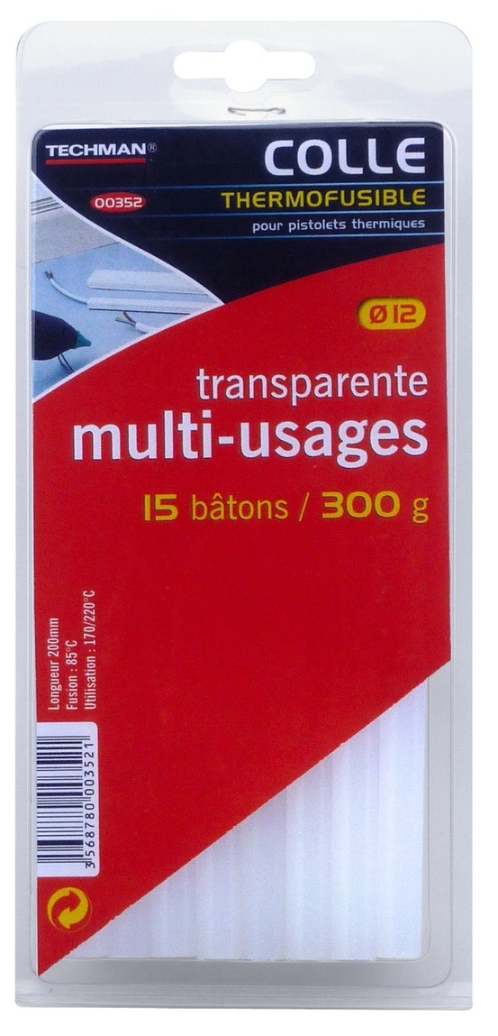 15 bâtons de colle universelle (12 x 200 mm)