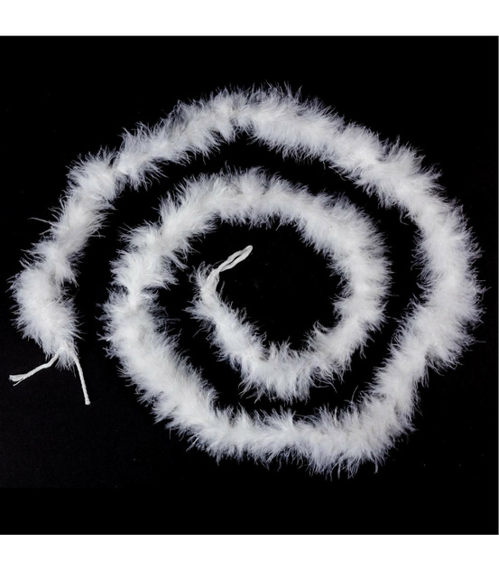 Guirlande de noël large 5 cm boa plumes blanches fines longueur 2 mètres
