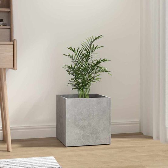 Jardinière carrée bois d'ingénierie design industriel gris béton 40cm