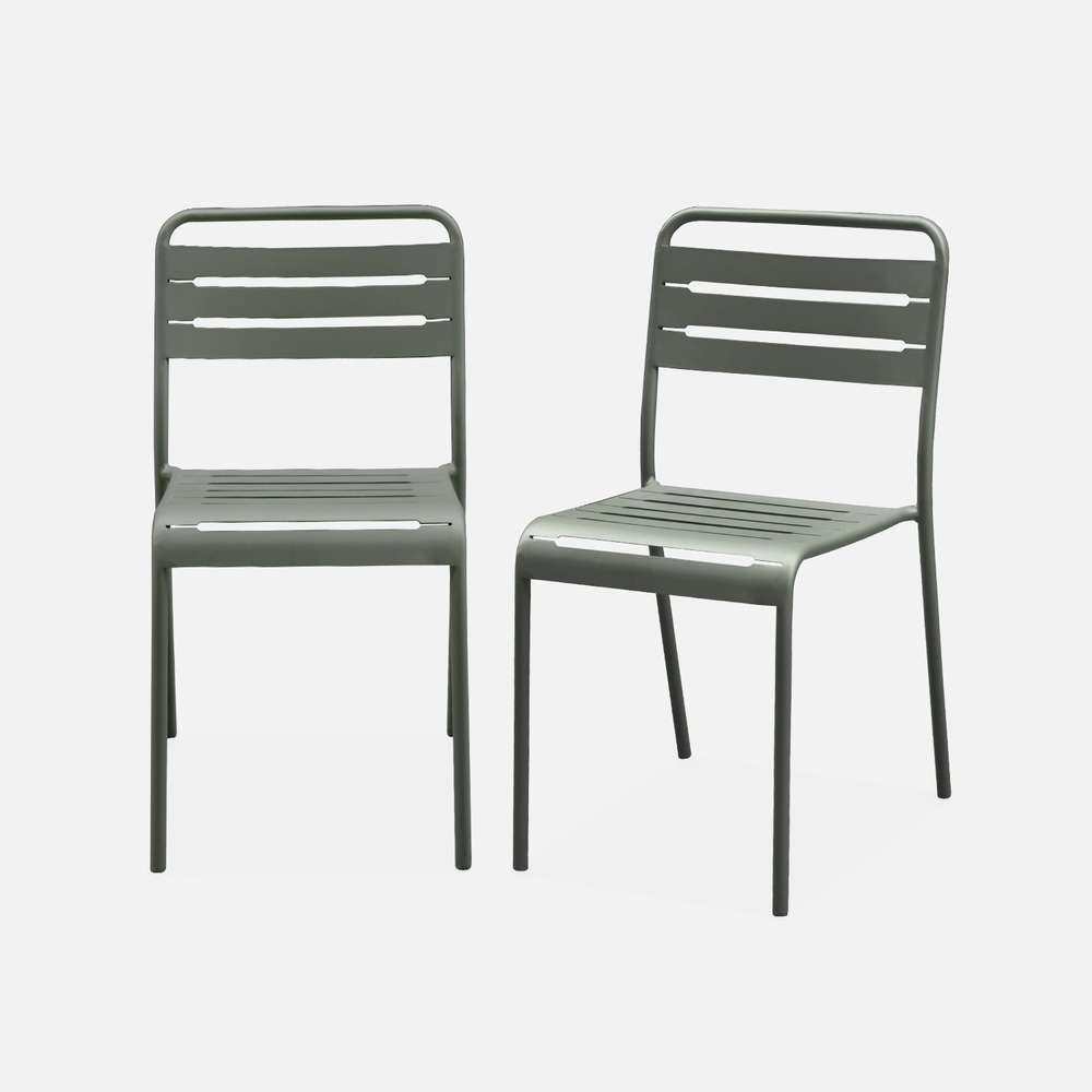 Lot de 2 chaises de jardin acier, amélia l44 x p52 x h79cm
