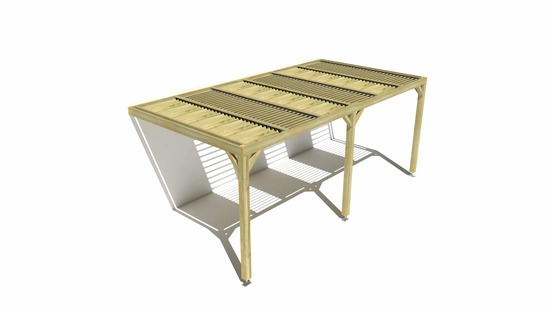 Pergola bois • 6m x 3m • adossée • sens profondeur • lames orientables bioclimatiques incluses • livraison comprise