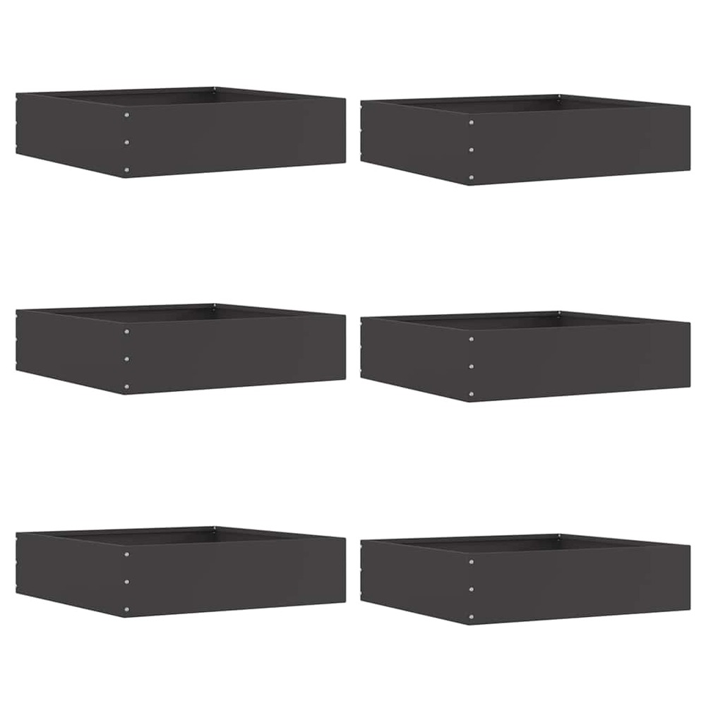 Bordure de pelouse 6 pcs noir 50 x 50 x 13 cm acier