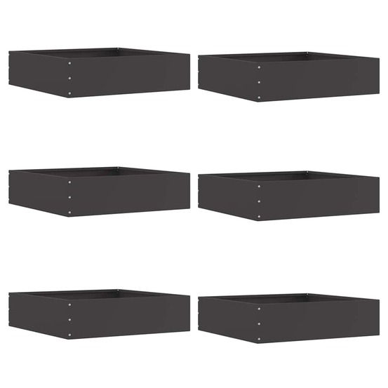 Bordure de pelouse 6 pcs noir 50 x 50 x 13 cm acier