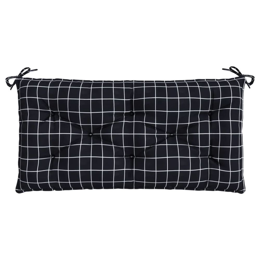 Coussin de banc de jardin carreaux noir 110x50x7 cm tissu