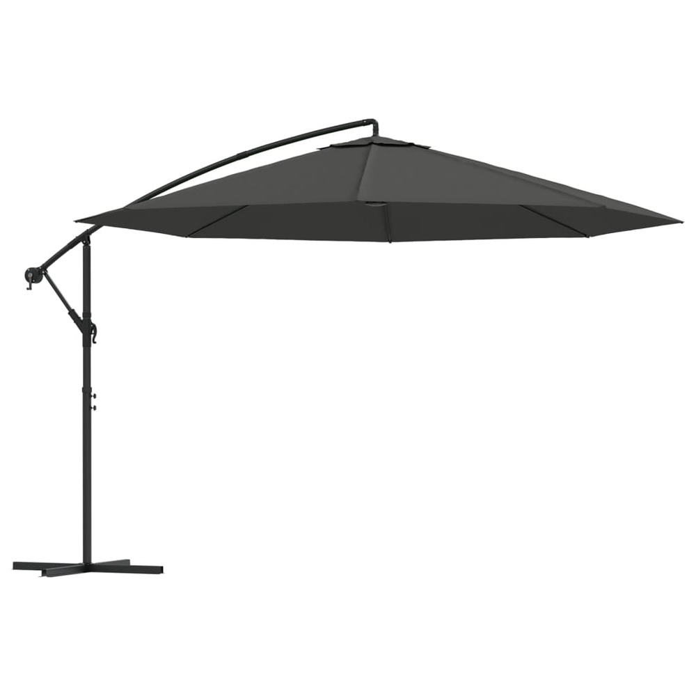 Parasol meuble de jardin en porte-à-faux avec poteau aluminium 350 cm anthracite