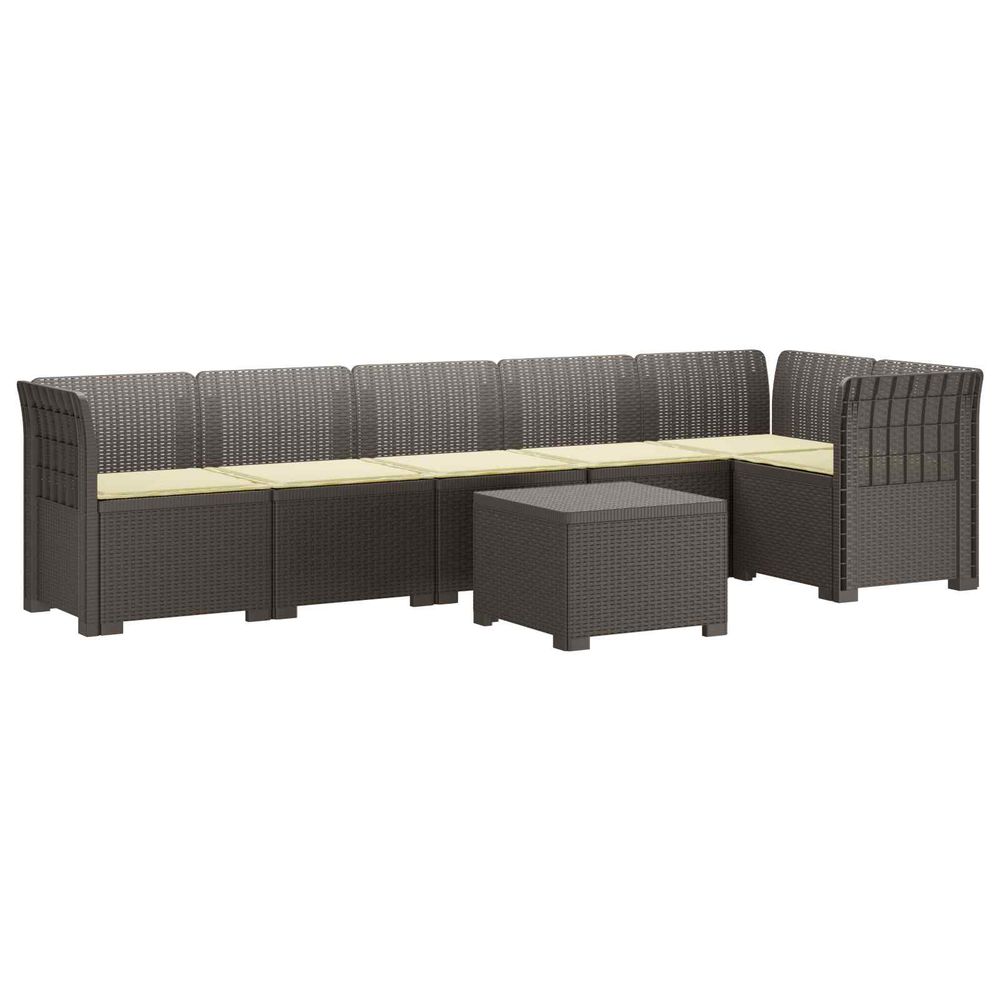 Canapé de jardin 6 places avec coussins aspect rattan pp