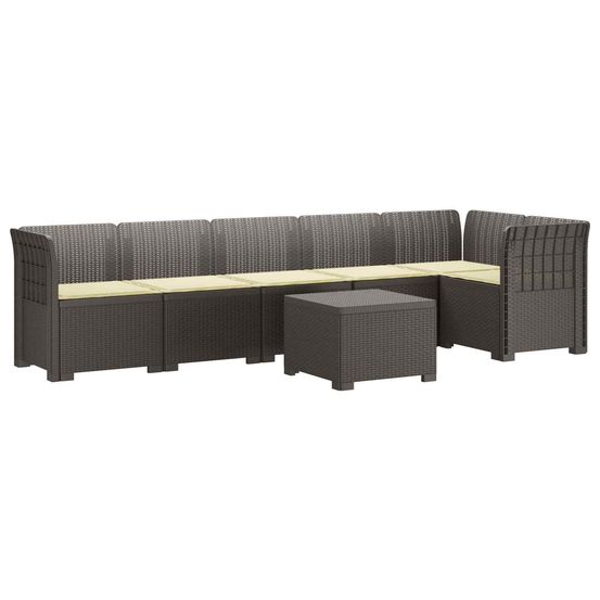 Canapé de jardin 6 places avec coussins aspect rattan pp