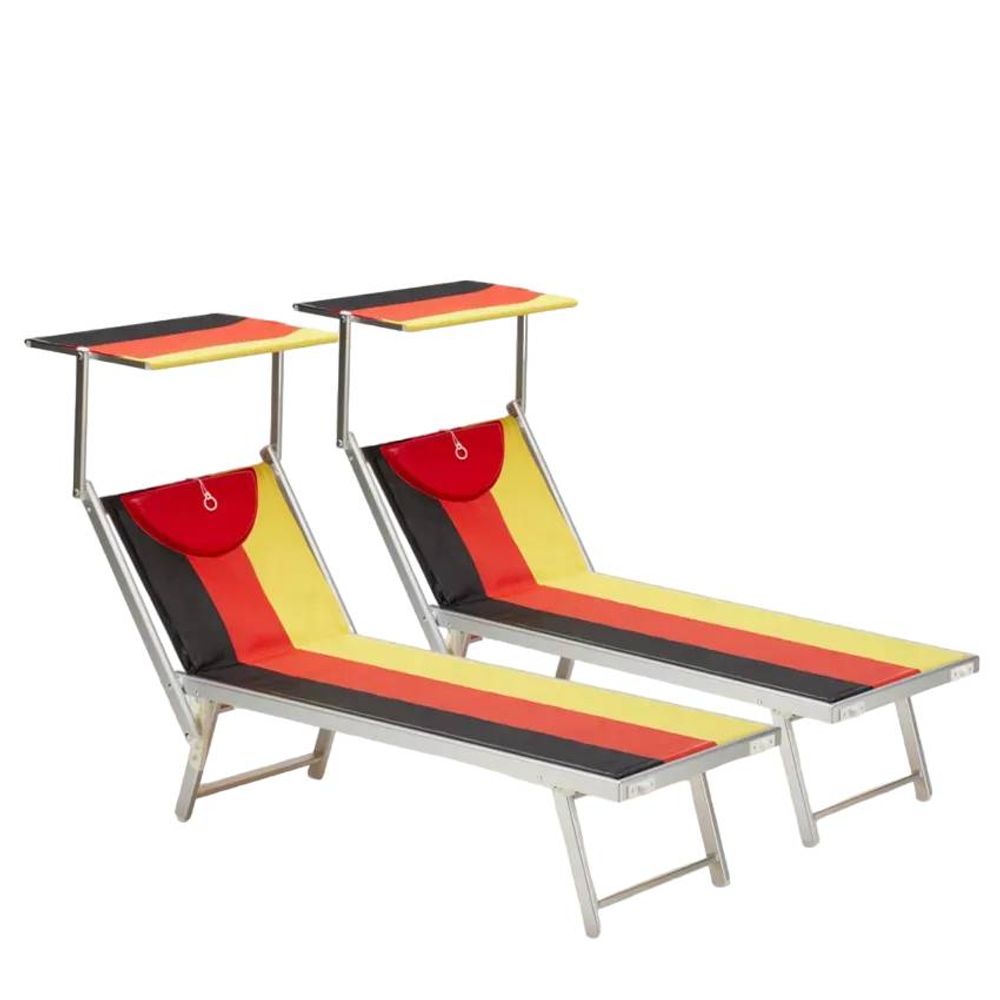 Lot de 2 bains de soleil de plage en aluminium transat professionnel ...