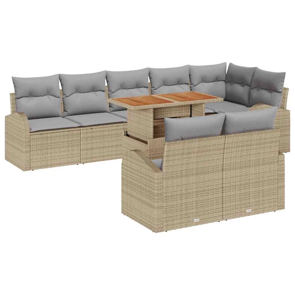 Ensemble de canapé de jardin 9 pc beige poly rotin