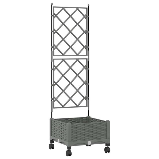 Bac de jardin avec treillis et roues gris clair pp