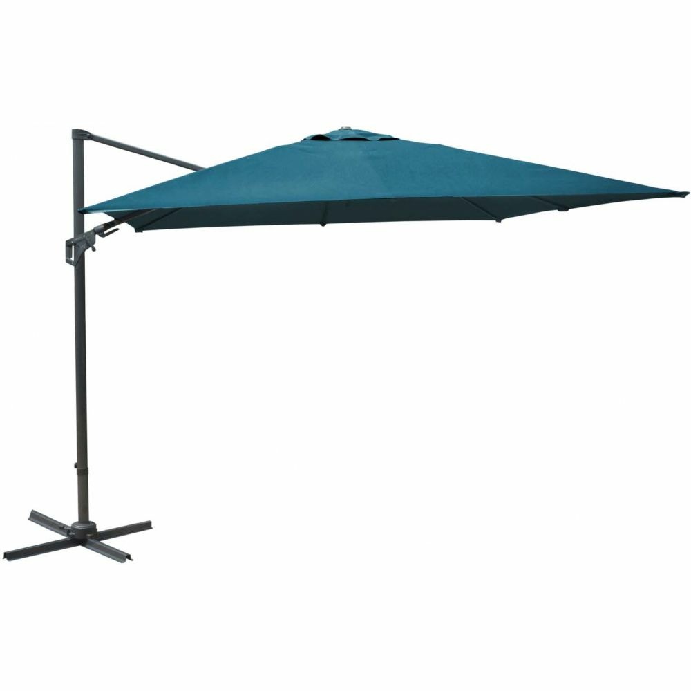 Parasol déporté orientable 360° inclinable gauche droite 3 x 3 m orient bleu