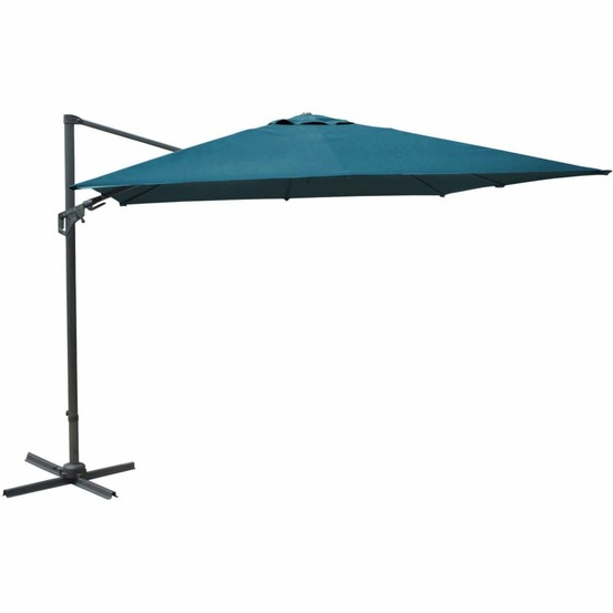 Parasol déporté orientable 360° inclinable gauche droite 3 x 3 m orient bleu