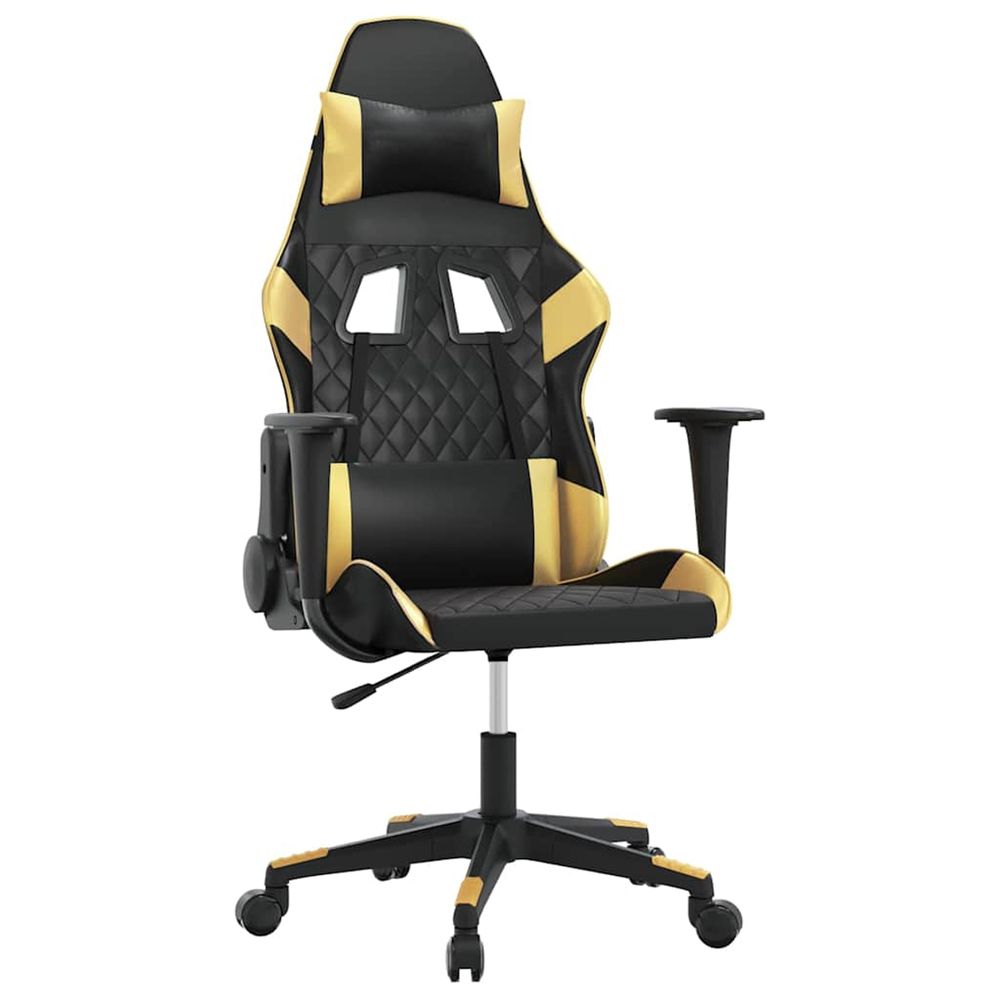 Chaise de jeu de massage noir et doré similicuir