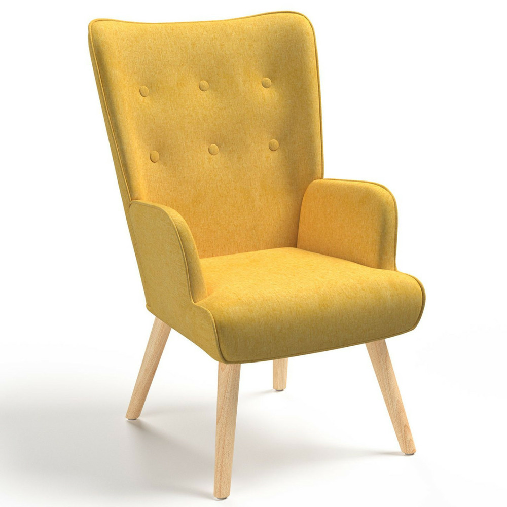 Fauteuil scandinave ivar en tissu jaune