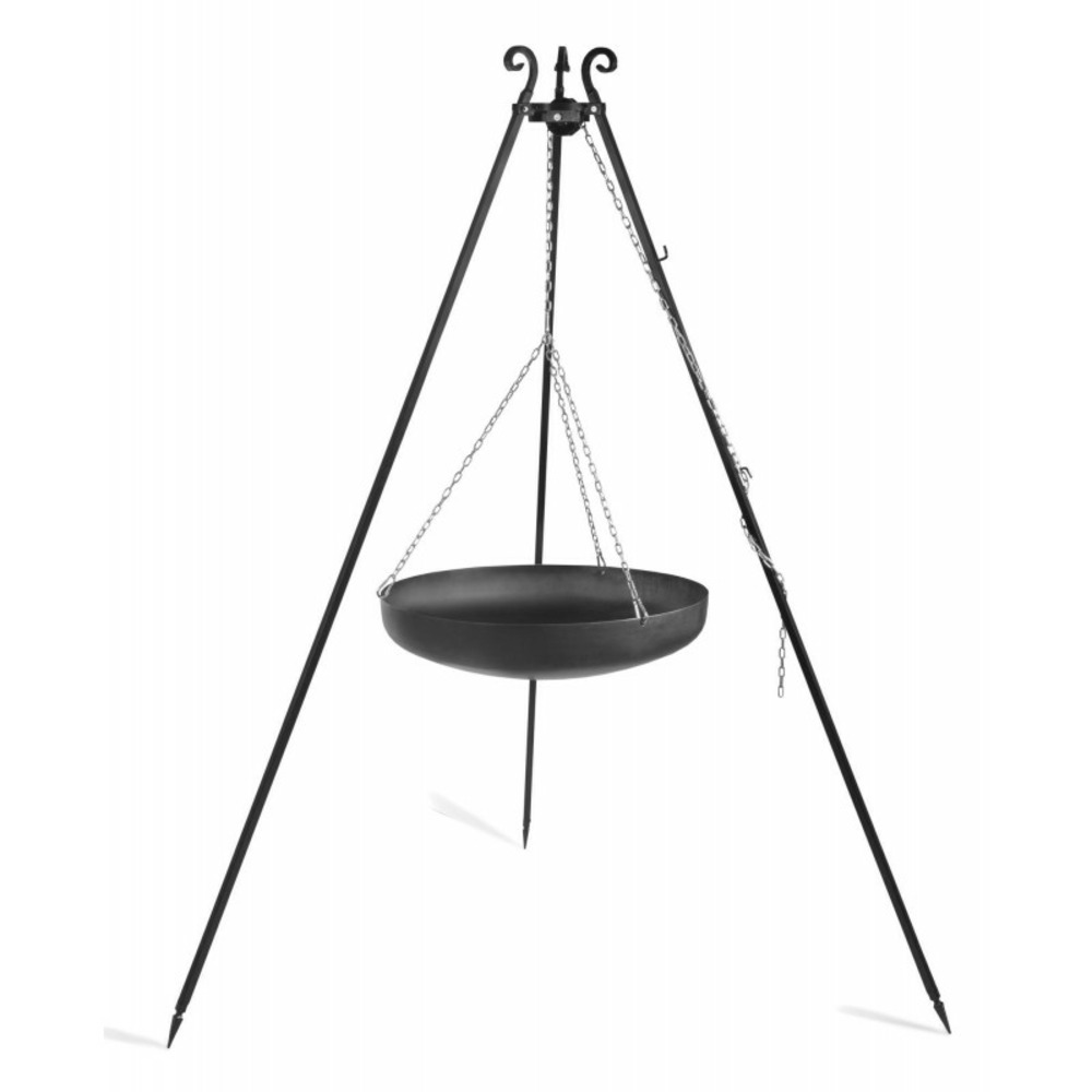 Wok rond sur trépied 70 cm spécial feu de camp pour brasero