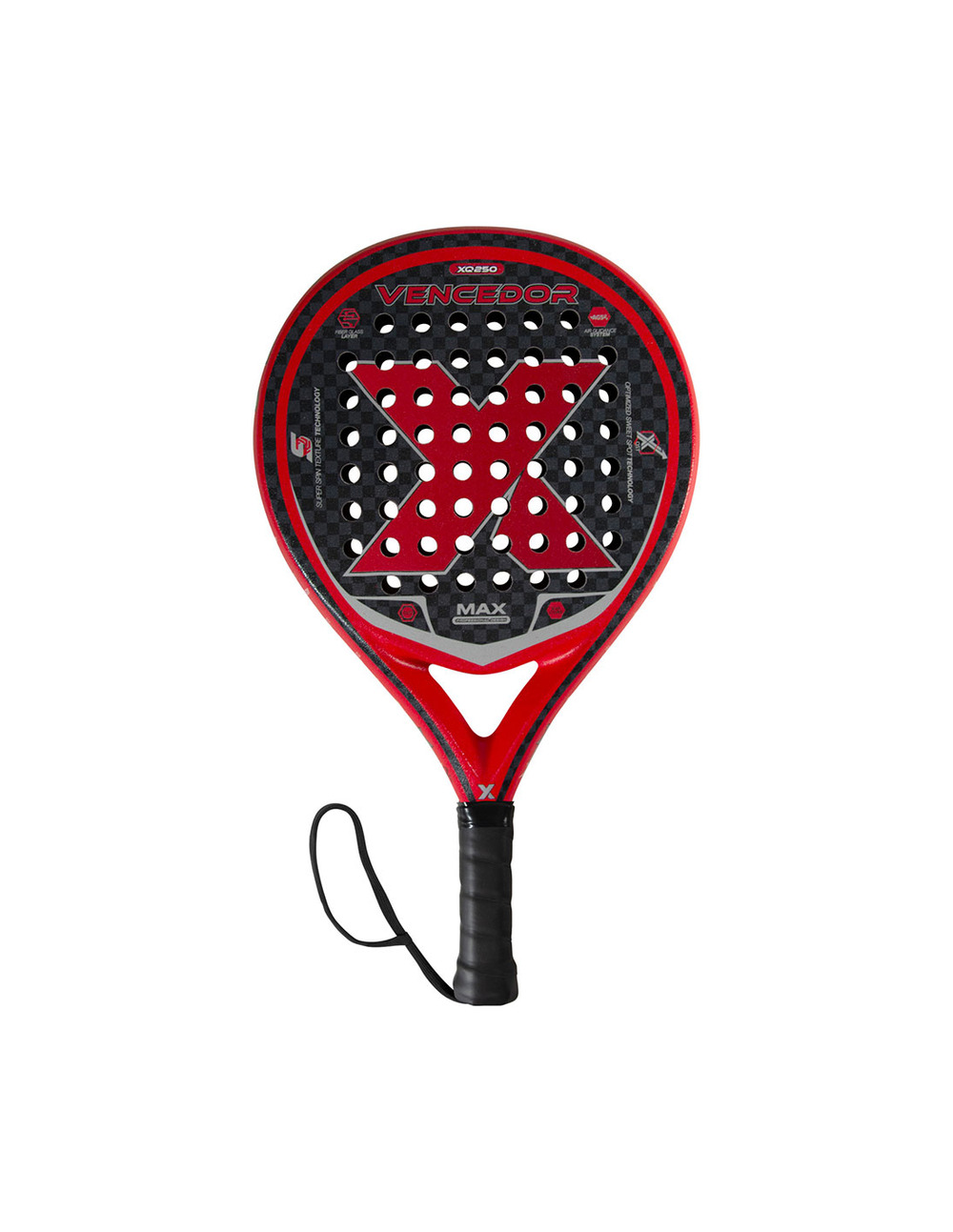 Raquette de padel rouge, 37x26x3,5cm, 360g - xqmax