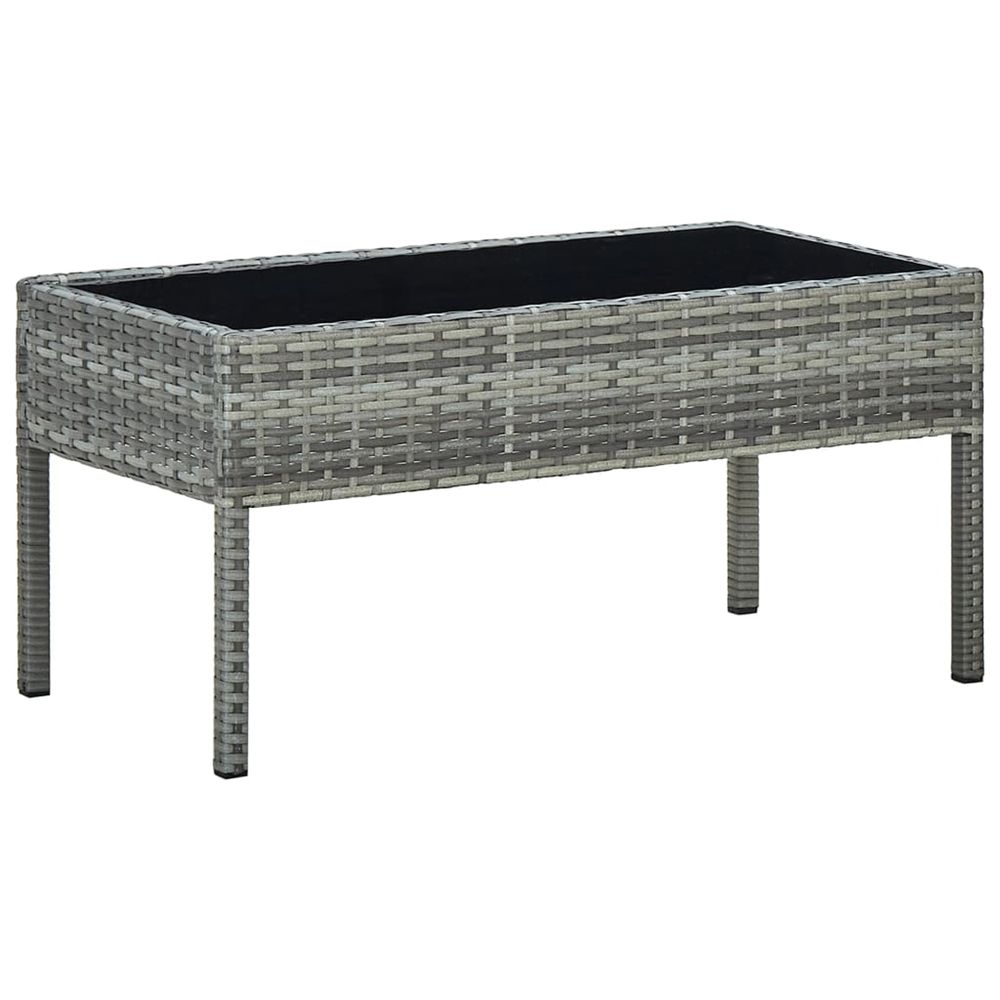 Table de jardin gris 75x40x37 cm résine tressée